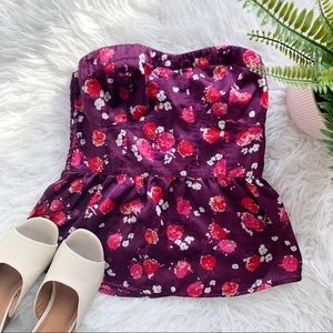 AE American Eagle purple floral strapless top